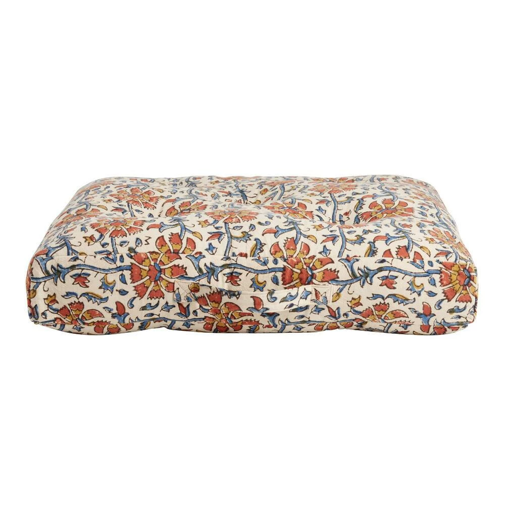 World Market Red And Blue Floral Jaipur Block Print Floor Cushion 3 World Market Red And Blue Floral Jaipur Block Print Floor Cushion - Image 3