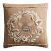 World Market Taupe Embroidered Bee Throw Pillow
