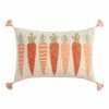 World Market Natural Carrot Embroidered Lumbar Pillow