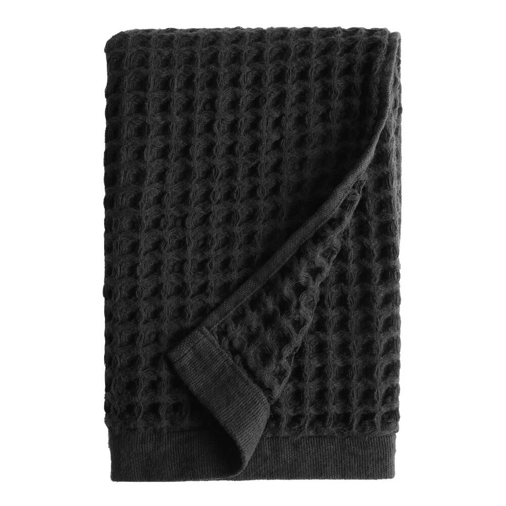 World Market Black Waffle Weave Cotton Hand Towel 1 World Market Black Waffle Weave Cotton Hand Towel