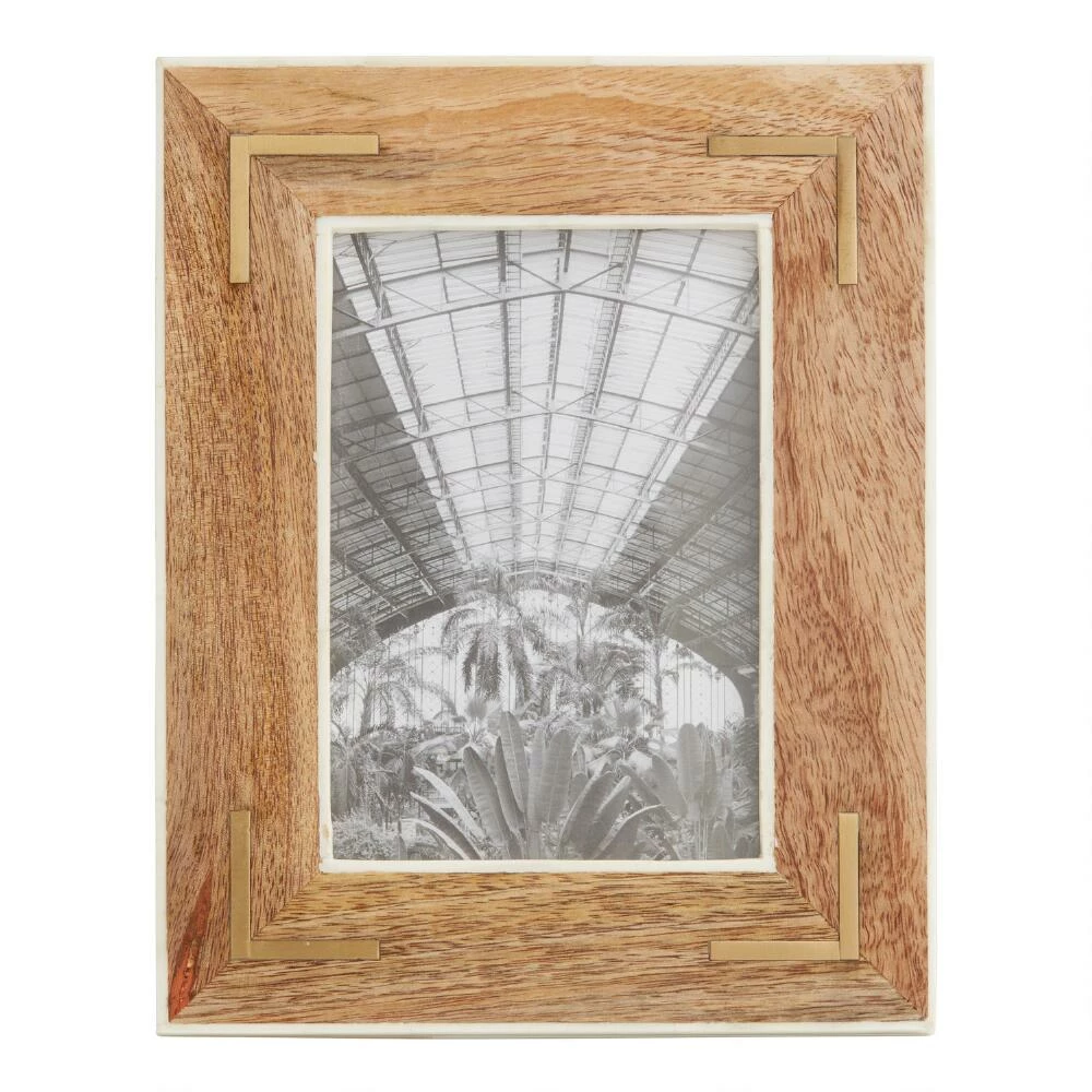 World Market Wood, Bone and Brass Inlay Frame 1 World Market Wood, Bone and Brass Inlay Frame
