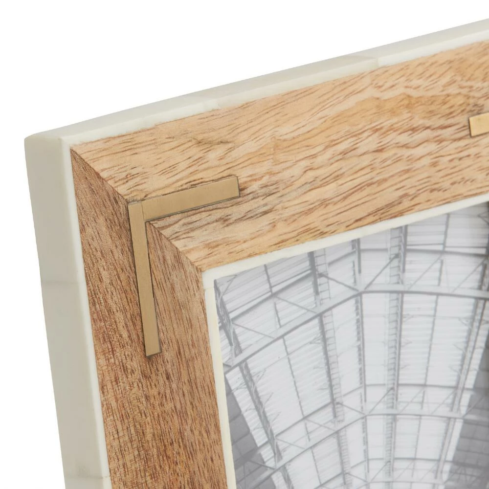 World Market Wood, Bone and Brass Inlay Frame 2 World Market Wood, Bone and Brass Inlay Frame - Image 2