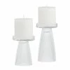 World Market Clear Ribbed Glass Pillar Candle Holder