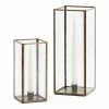 World Market Square Metal and Glass Hurricane Taper Candle Holder