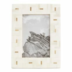 World Market Bone and Brass Inlay Parquet Frame