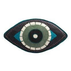 World Market Teal and Black Evil Eye Gusseted Throw Pillow