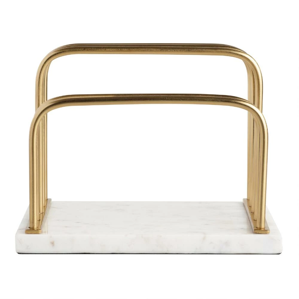 World Market Maxwell Marble And Gold Metal Letter Holder 2 World Market Maxwell Marble And Gold Metal Letter Holder - Image 2