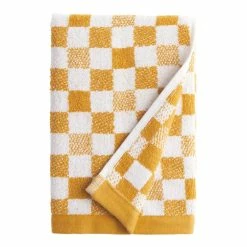 World Market Asteria Yellow And White Check Terry Hand Towel