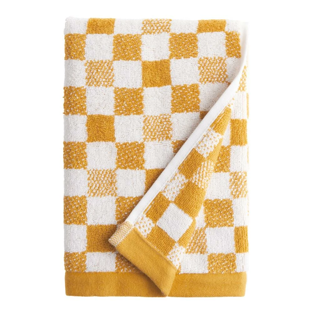 World Market Asteria Yellow And White Check Terry Hand Towel 1 World Market Asteria Yellow And White Check Terry Hand Towel