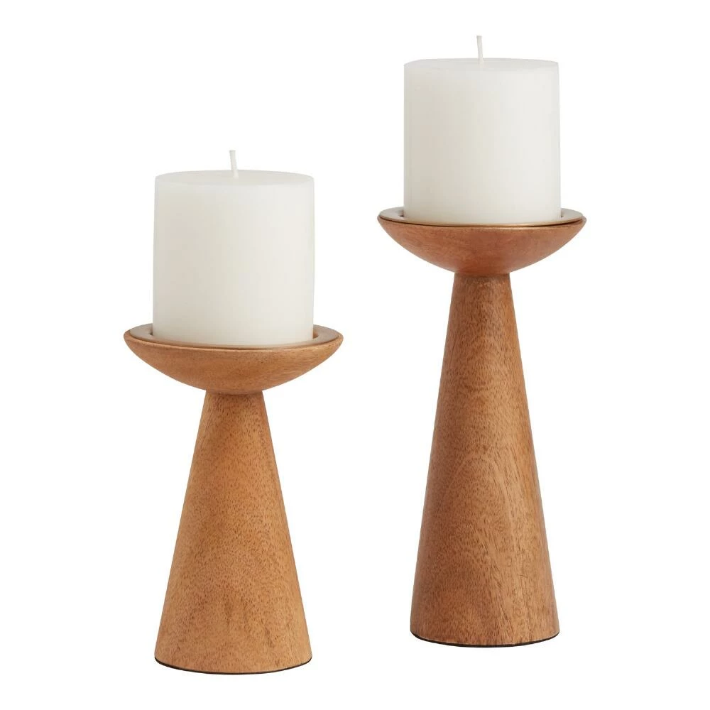 World Market Mango Wood Contemporary Pillar Candle Holder 1 World Market Mango Wood Contemporary Pillar Candle Holder