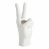 World Market White Peace Sign Ceramic Hand Vase