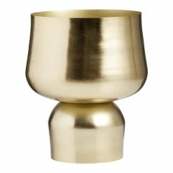 World Market Brushed Gold Pedestal Floor Planter