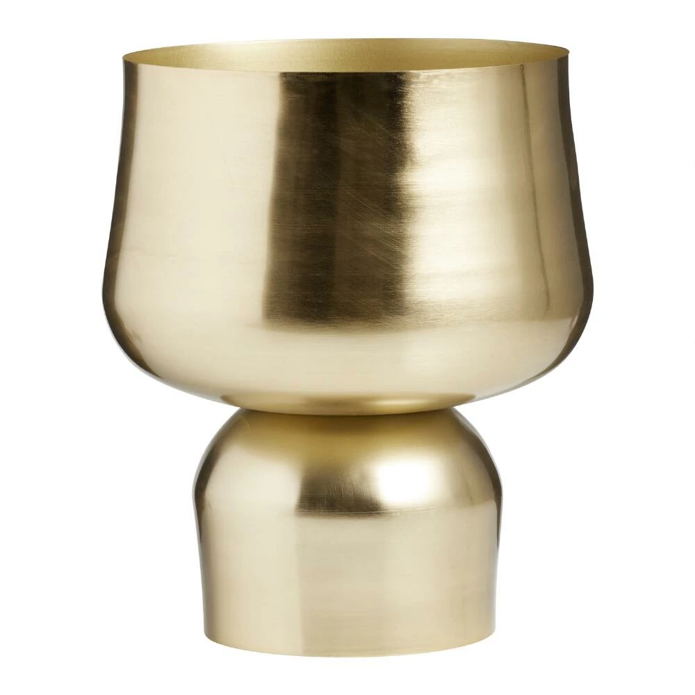 World Market Brushed Gold Pedestal Floor Planter 1 World Market Brushed Gold Pedestal Floor Planter