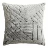 World Market Gray Faux Fur Basketweave Throw Pillow
