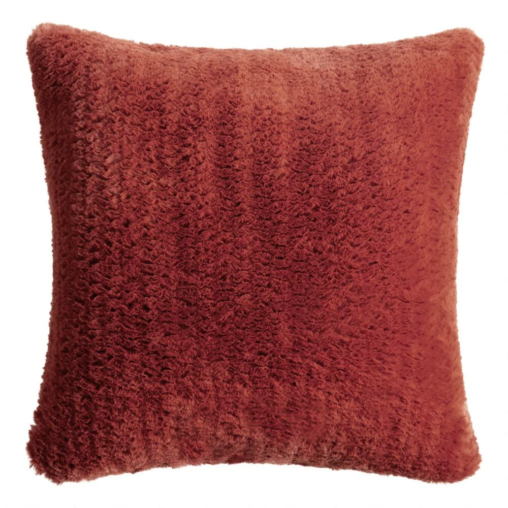World Market Terracotta Faux Fur Throw Pillow 1 World Market Terracotta Faux Fur Throw Pillow