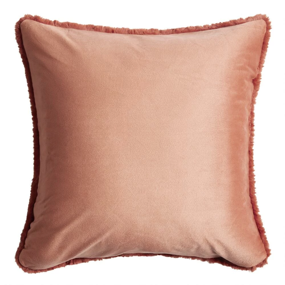 World Market Terracotta Faux Fur Throw Pillow 2 World Market Terracotta Faux Fur Throw Pillow - Image 2