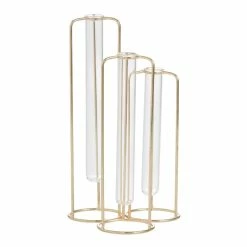 World Market Gold and Glass Staggered Test Tube Vases