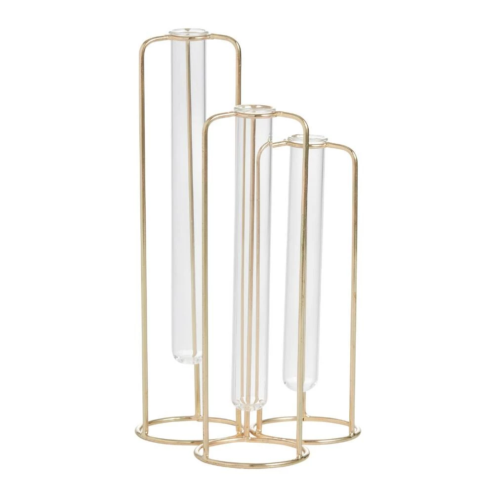 World Market Gold and Glass Staggered Test Tube Vases 1 World Market Gold and Glass Staggered Test Tube Vases