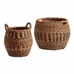 World Market Abaca Mixed Pattern Geneva Tote Basket