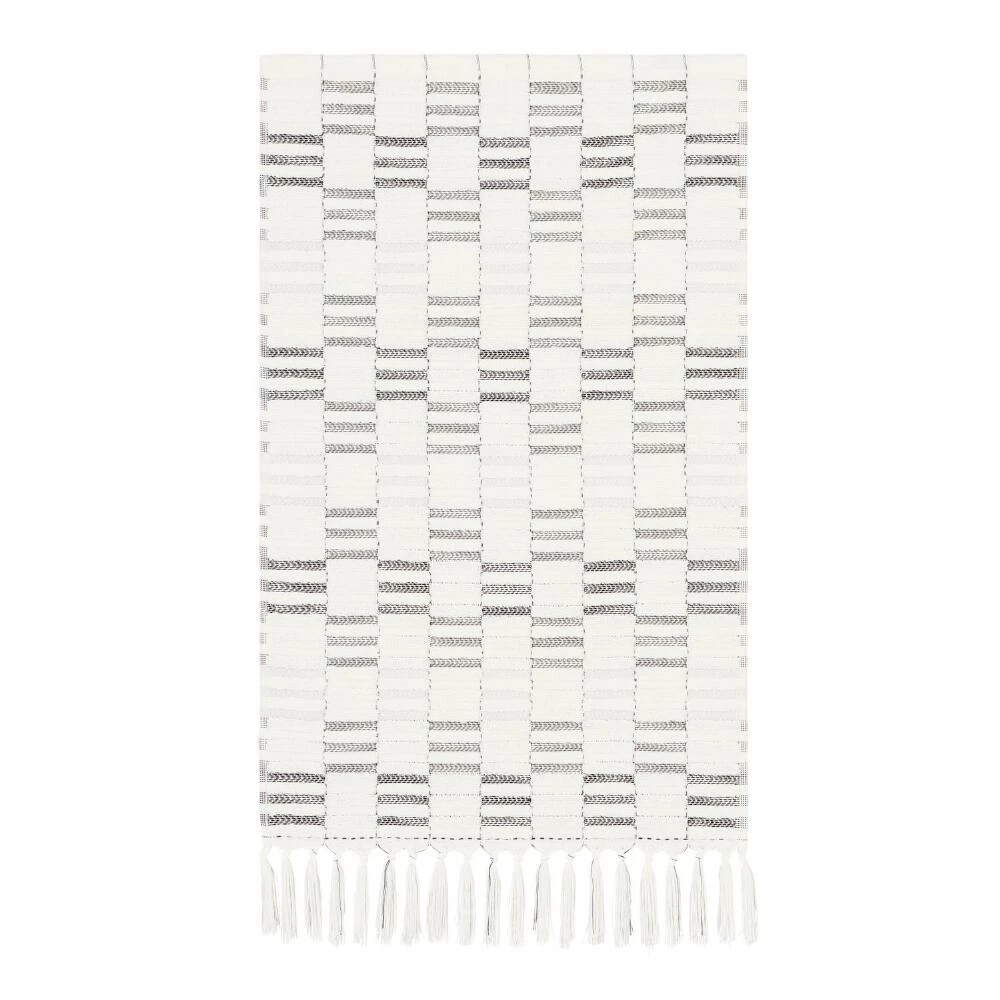 World Market Sloan Black And Ivory Sculpted Stripe Hand Towel 2 World Market Sloan Black And Ivory Sculpted Stripe Hand Towel - Image 2