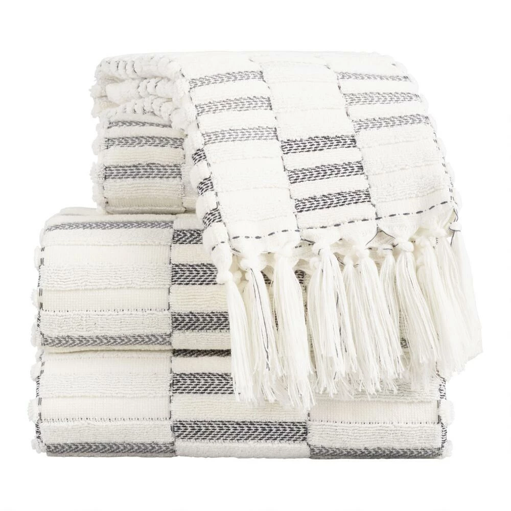 World Market Sloan Black And Ivory Sculpted Stripe Hand Towel 4 World Market Sloan Black And Ivory Sculpted Stripe Hand Towel - Image 4
