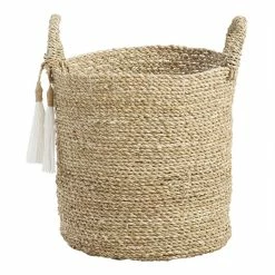 World Market Delilah Seagrass Tote Basket With Tassels