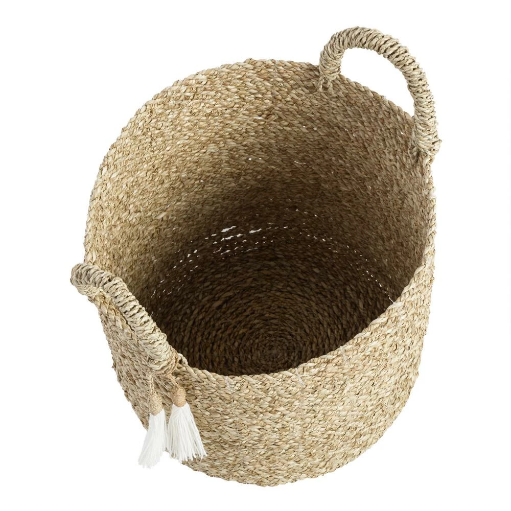 World Market Delilah Seagrass Tote Basket With Tassels 2 World Market Delilah Seagrass Tote Basket With Tassels - Image 2
