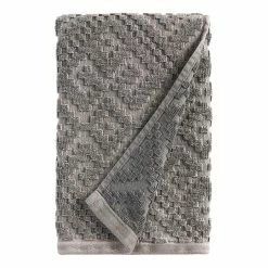 World Market Nova Charcoal Gray Sculpted Geo Hand Towel