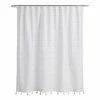 World Market Ellie White And Ivory Embroidered Pom Pom Shower Curtain