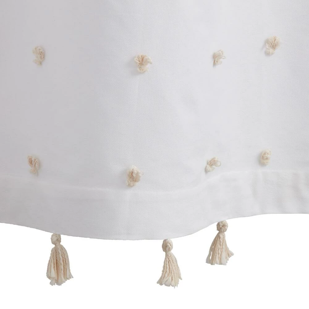 World Market Ellie White And Ivory Embroidered Pom Pom Shower Curtain 2 World Market Ellie White And Ivory Embroidered Pom Pom Shower Curtain - Image 2