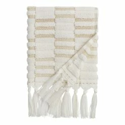 World Market Sloan Tan And Ivory Striped Sculpted Hand Towel