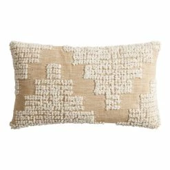 World Market Natural and Ivory Woven Peaks Lumbar Pillow