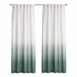 World Market Ivory And Teal Ombre Sleeve Top Curtains Set Of 2