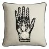 World Market Mano Ivory and Black Embroidered Indoor Outdoor Throw Pillow