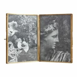 World Market Antique Brass Hinged Double Photo Frame