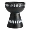 World Market Black Hand Carved Wood Pedestal Bowl Decor