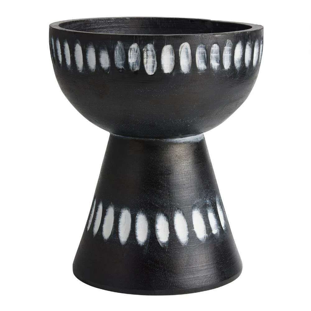 World Market Black Hand Carved Wood Pedestal Bowl Decor 1 World Market Black Hand Carved Wood Pedestal Bowl Decor
