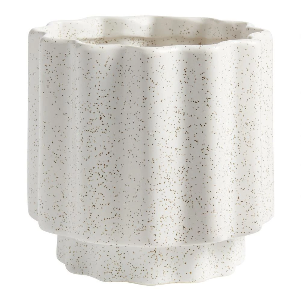 World Market Wavy Channel Ceramic Planter 2 World Market Wavy Channel Ceramic Planter - Image 2