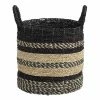 World Market Calista Medium Black And Natural Seagrass Tote Basket