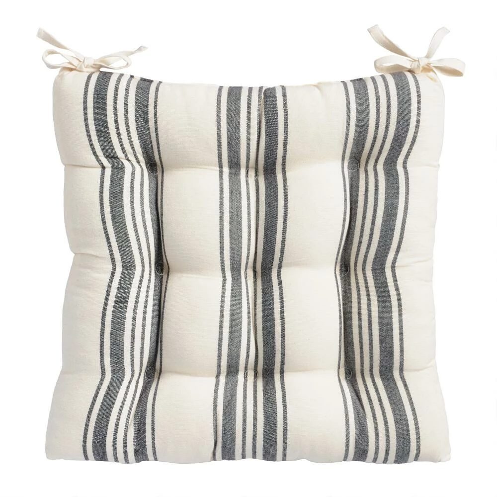 World Market Black Villa Stripe Chair Cushion 1 World Market Black Villa Stripe Chair Cushion