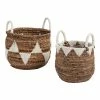 World Market Poppy Triangle Cotton And Banana Leaf Tote Basket