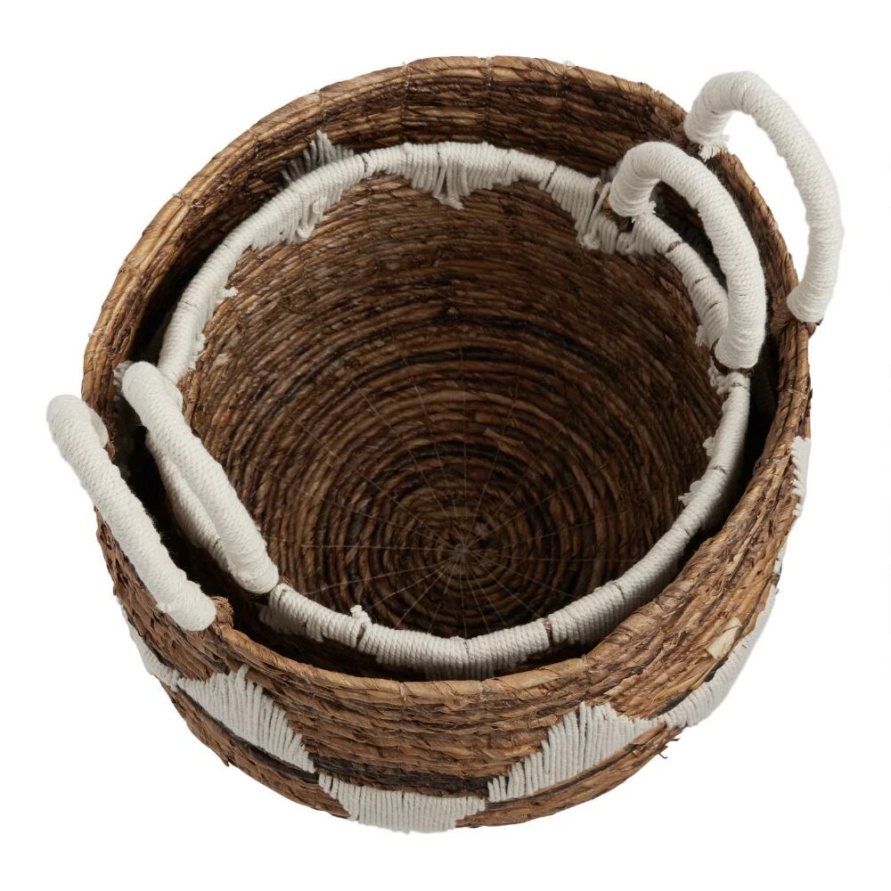 World Market Poppy Triangle Cotton And Banana Leaf Tote Basket 2 World Market Poppy Triangle Cotton And Banana Leaf Tote Basket - Image 2