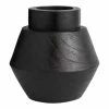 World Market CRAFT Black Hand Carved Wood Zephanya Vase