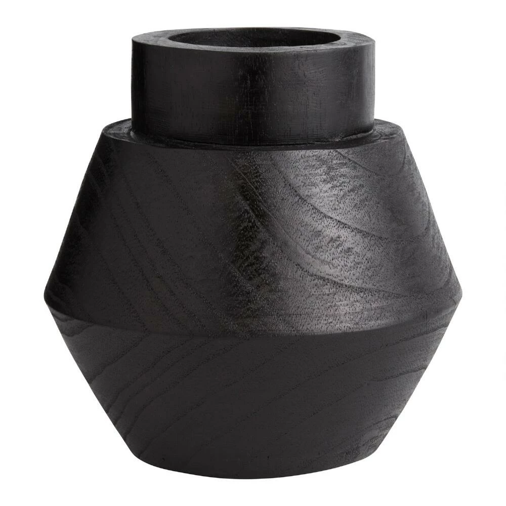 World Market CRAFT Black Hand Carved Wood Zephanya Vase 1 World Market CRAFT Black Hand Carved Wood Zephanya Vase