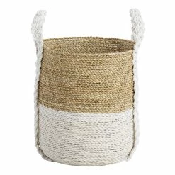 World Market Bianca Two Tone Seagrass Tote Basket