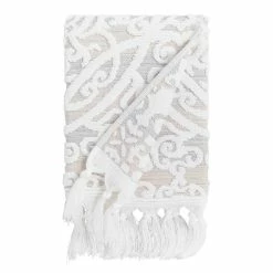 World Market Scarlett Taupe Sculpted Medallion Hand Towel