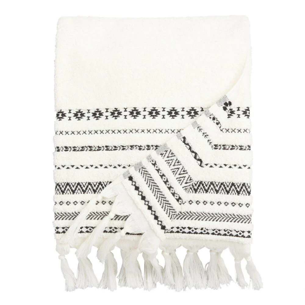 World Market Zohra Ivory And Black Geo Stripe Bath Towel 1 World Market Zohra Ivory And Black Geo Stripe Bath Towel