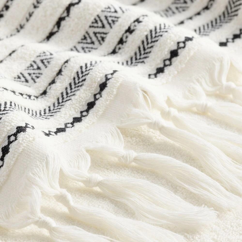 World Market Zohra Ivory And Black Geo Stripe Bath Towel 3 World Market Zohra Ivory And Black Geo Stripe Bath Towel - Image 3