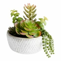 World Market Faux Succulent Arrangement in Gray and White Cement Pot