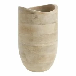 World Market CRAFT Large Whitewash Mango Wood Vase